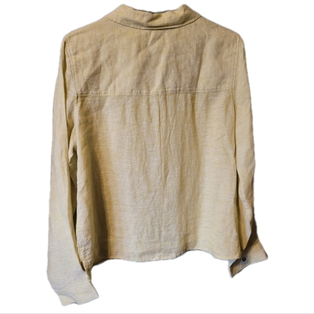 Rachel Zoe Womens Blouse Medium Linen Button Up Coastel Grandma Old Money - Picture 3 of 3